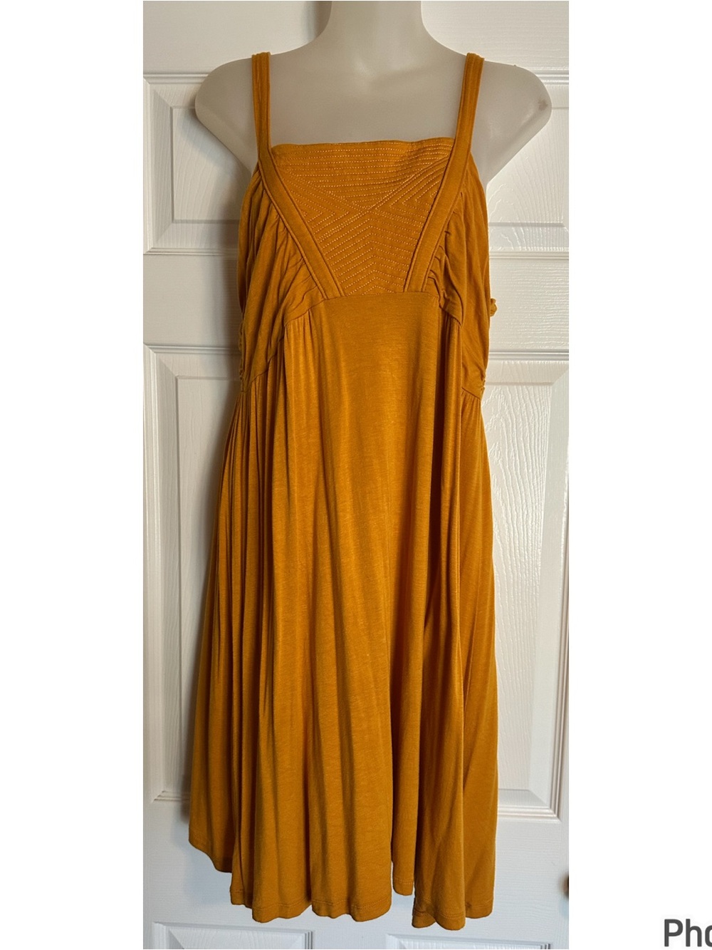 Apt. 9 Golden Mustard Textured Bodice Midi Halter Dress
